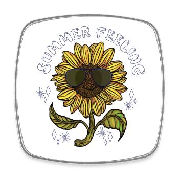 Sonnenblume mit Sonnenbrille Summer Feeling Sommer - Viereckiger Kühlschrankmagnet - Weiß - Vorne