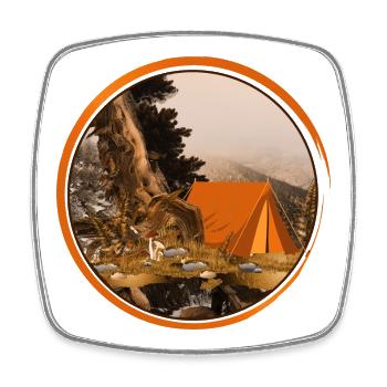 nostalgisches Zelt - Zelten in der Natur - Viereckiger Kühlschrankmagnet - Weiß - Vorne