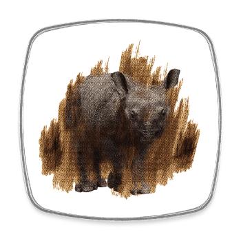 geschenkidee Tierliebhaber, Nashorn baby - Viereckiger Kühlschrankmagnet - Weiß - Vorne