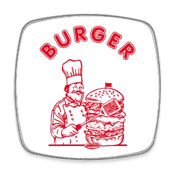 Burger Kebab Hamburger not Döner BBQ Grillen Logo - Viereckiger Kühlschrankmagnet - Weiß - Vorne