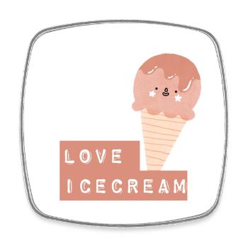 Schattige IJsje met Hartjes Schrift - Square fridge magnet - white - Front
