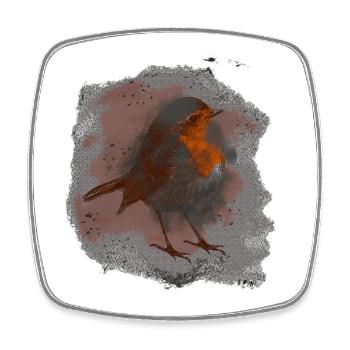 niedliche vögel, foto Rotkehlchen männchen mit HG - Viereckiger Kühlschrankmagnet - Weiß - Vorne