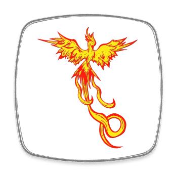 Feuervogel, fliegendes feuerwesen seite - Viereckiger Kühlschrankmagnet - Weiß - Vorne