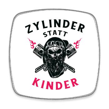 Zylinder statt Kinder Motorrad Design - Viereckiger Kühlschrankmagnet - Weiß - Vorne