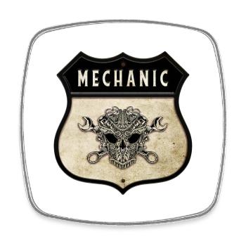 Mechanic Skull Crest - Square fridge magnet - white - Front