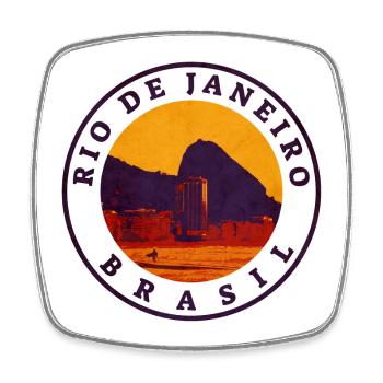 Tampon en caoutchouc rétro de Rio de Janeiro - Magnet carré - blanc - Devant