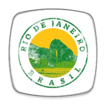 Rio de Janeiro Emblem: Strand & Berge - Viereckiger Kühlschrankmagnet - Weiß - Vorne