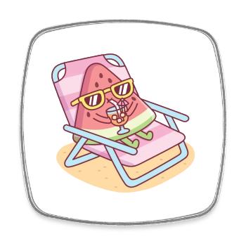 Süße Wassermelone Chilling On Beach Chair - Viereckiger Kühlschrankmagnet - Weiß - Vorne