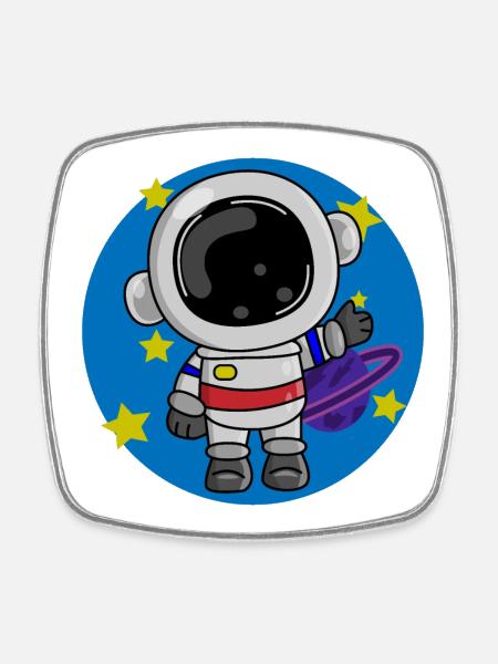 Astronaute, Cosmos, Spaceman - Magnet carré - blanc
