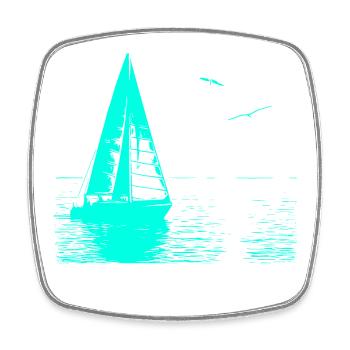 Feierabend Segelboot und 2 Möwen - Viereckiger Kühlschrankmagnet - Weiß - Vorne