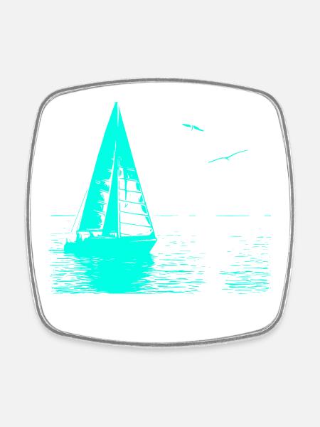 Feierabend Segelboot und 2 Möwen - Viereckiger Kühlschrankmagnet - Weiß