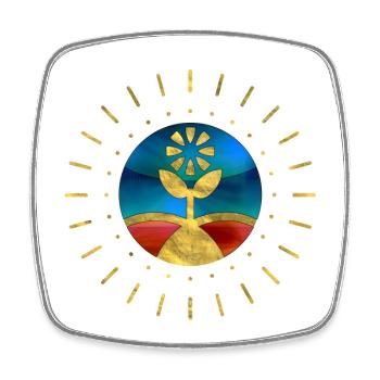 Flower Sun Fun - Square fridge magnet - white - Front