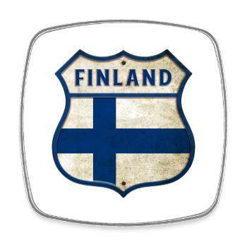 Finnland Flaggen Wappen - Viereckiger Kühlschrankmagnet - Weiß - Vorne