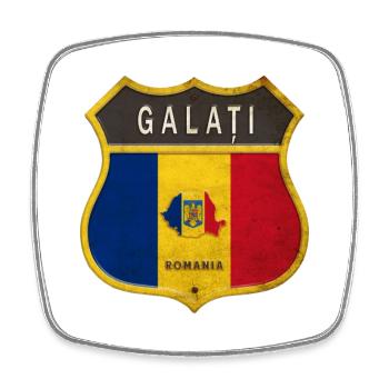 Galați Romania coat of arms design - Square fridge magnet - white - Front