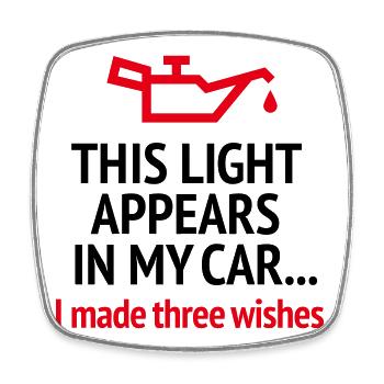 Drôle de mécanicien de voiture disant lampe à huile Voyant d’avertissement W - Magnet carré - blanc - Devant