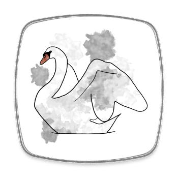 Schwan - Viereckiger Kühlschrankmagnet - Weiß - Vorne