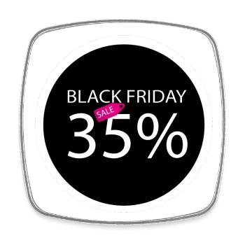 Sticker promo 35% - Magnet carré - blanc - Devant