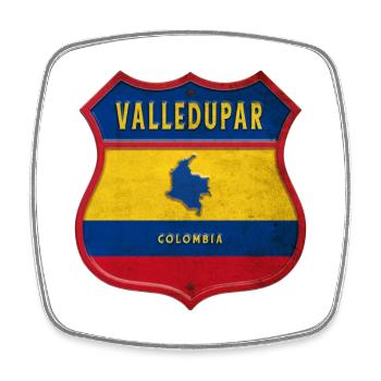 Écusson Valledupar Colombia - Magnet carré - blanc - Devant