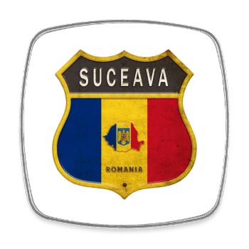 Suceava Romania coat of arms design - Square fridge magnet - white - Front