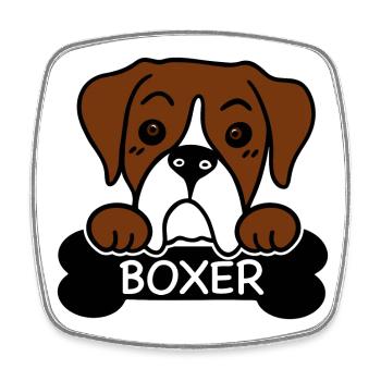 Boxer et os - Magnet carré - blanc - Devant