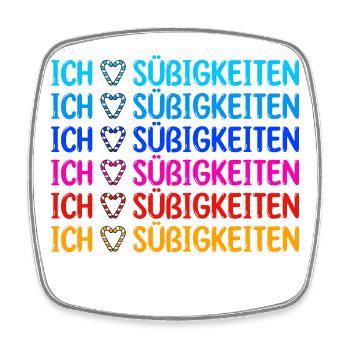 Herz Süß Statement Ich Liebe Süßigkeiten Lecker - Viereckiger Kühlschrankmagnet - Weiß - Vorne