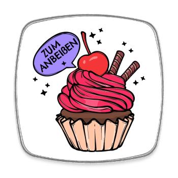 Nachspeise Naschen Süßigkeiten Cupcake Statement - Viereckiger Kühlschrankmagnet - Weiß - Vorne