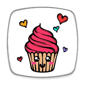 Bonbons Délicieuse Collation Cuisson Cupcake Coeur - Magnet carré - blanc - Devant