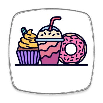 Bonbons Cupcake Donut Snack dent sucrée - Magnet carré - blanc - Devant