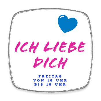 Herzliche Liebesbotschaft im Graffiti-Stil - Viereckiger Kühlschrankmagnet - Weiß - Vorne