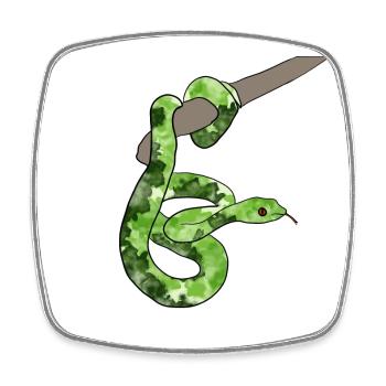 Grüne Schlange - Viereckiger Kühlschrankmagnet - Weiß - Vorne