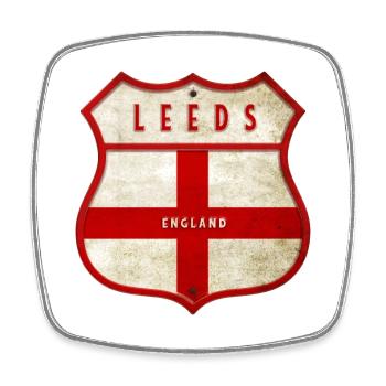 Leeds England Wappen - Viereckiger Kühlschrankmagnet - Weiß - Vorne