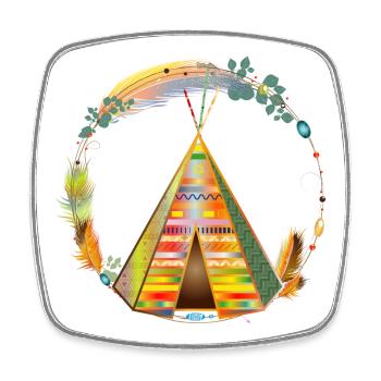 fantastically beautiful colorful teepee tent in the frame - Square fridge magnet - white - Front