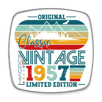 Original August Vintage 1957 Geburtstag Geschenk - Viereckiger Kühlschrankmagnet - Weiß - Vorne