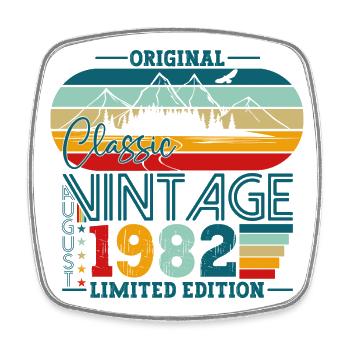 Original Août Vintage 1982 Cadeau d’anniversaire - Magnet carré - blanc - Devant