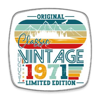 Original August Vintage 1971 Birthday Gift - Square fridge magnet - white - Front