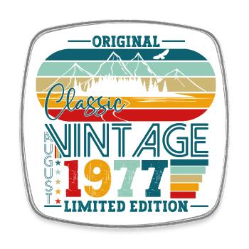 Original August Vintage 1977 Geburtstag Geschenk - Viereckiger Kühlschrankmagnet - Weiß - Vorne