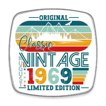Original August Vintage 1969 Geburtstag Geschenk - Viereckiger Kühlschrankmagnet - Weiß - Vorne