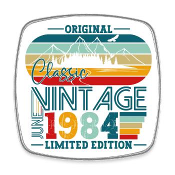 Original Juin Vintage 1984 Cadeau d’anniversaire - Magnet carré - blanc - Devant