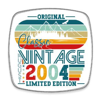 Original August Vintage 2004 Birthday Gift - Square fridge magnet - white - Front