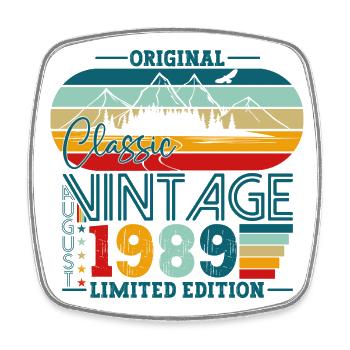 Original Août Vintage 1989 Cadeau d’anniversaire - Magnet carré - blanc - Devant