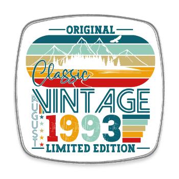 Original August Vintage 1993 Birthday Gift - Square fridge magnet - white - Front