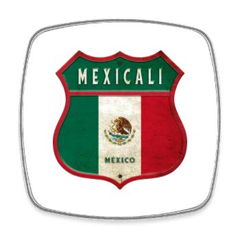 Écusson Mexicali Mexico - Magnet carré - blanc - Devant