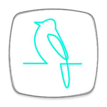 Neonvogel am Ast - Viereckiger Kühlschrankmagnet - Weiß - Vorne