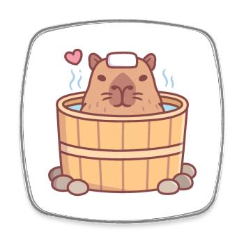 Süßes Capybara genießt Hot Tube Soak - Viereckiger Kühlschrankmagnet - Weiß - Vorne