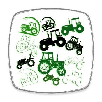 lots of tractors - Square fridge magnet - white - Front