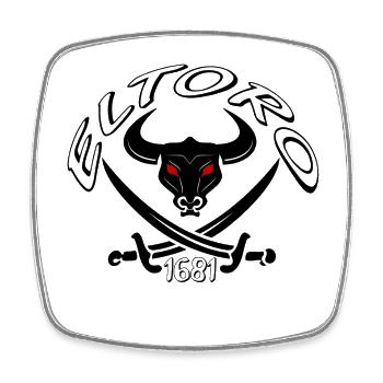Dark bull's head with red eyes - Square fridge magnet - white - Front