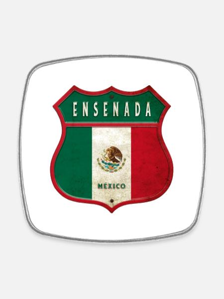 Ensenada Mexico crest design - Square fridge magnet - white