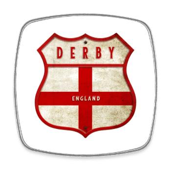 Derby England Wappen - Viereckiger Kühlschrankmagnet - Weiß - Vorne