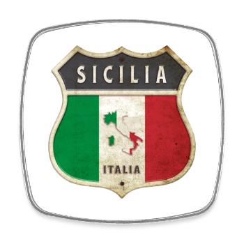 Sizilien Italien Wappen Flaggen Design - Viereckiger Kühlschrankmagnet - Weiß - Vorne