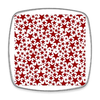 Red star pattern on black background - Square fridge magnet - white - Front